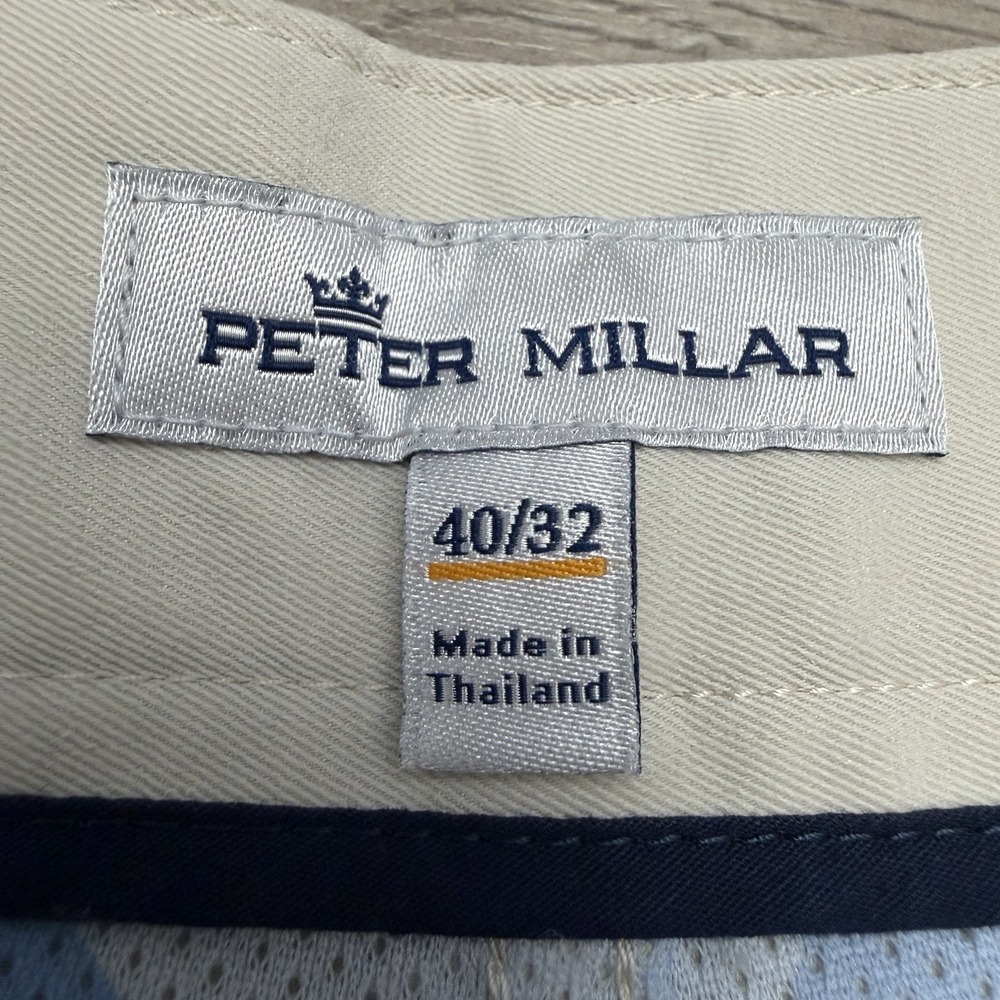 Peter Millar EB66 Golf Pants Khaki 40x32 Gray Lightweight 5 Pocket Performance - Picture 9 of 15